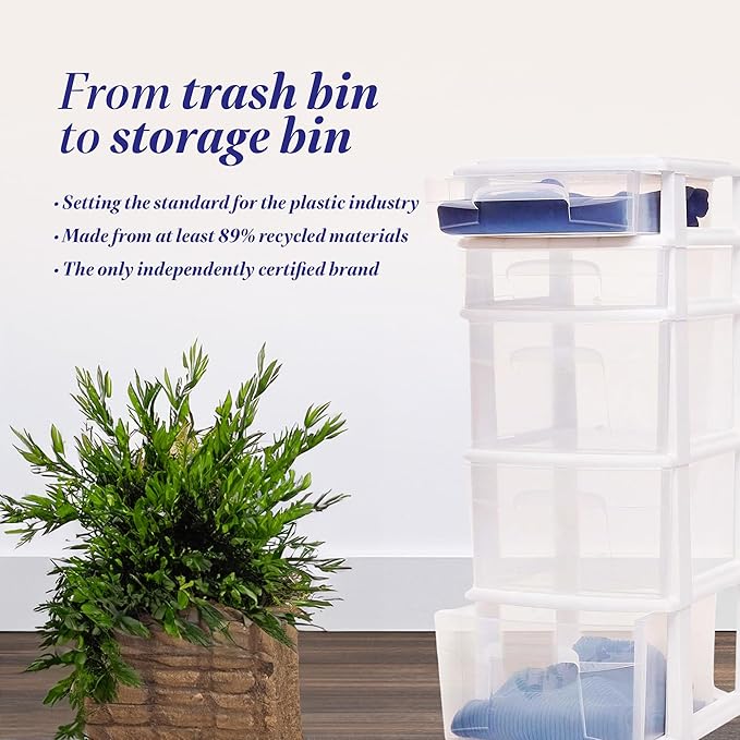 HOMZ 2-Pack 5-Drawer Storage Unit, Home & Office Plastic Organizer, White Frame