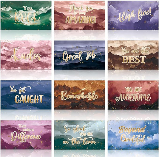 Yeaqee 240 Pcs Employee Appreciation Kudos Cards Funny Blank Back Motivational Card Encouragement Thank You Note Recognition Card for Teacher College Affirmation Gift(Scenery)