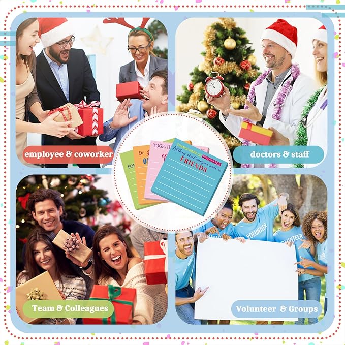 Yinder 24 Pcs Team Sticky Notes Team Appreciation Gifts Bulk Employee Coworker Inspirational Sticky Notes Pad Appreciation Gifts for Teacher Nurse Office Supplies 3 x 3''(Light Color,Appreciation)