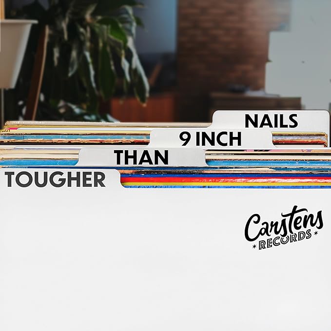 Heavy Duty Vinyl Record Dividers A-Z| 12" LP Record Dividers with Tabs | Pack of 26 Record Alphabet Dividers | White | Made in The USA | Vinyl Record Organizer Tabs for Side Browsing