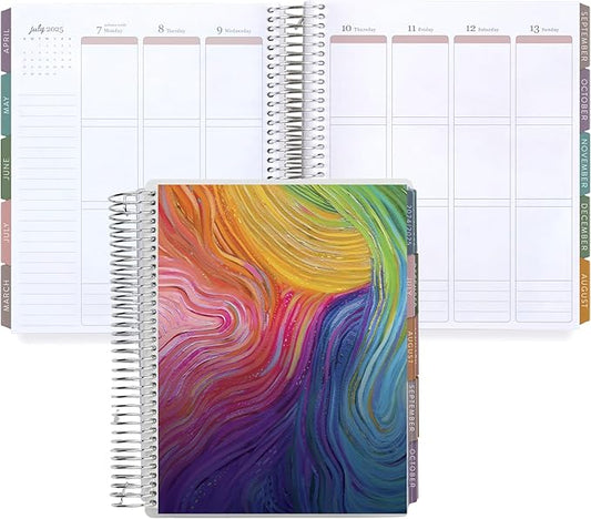 Erin Condren 12-Month Spiral Life Planner (Jan 2025 - Dec 2025) | 7x9 Weekly Planner with Monthly Calendars | Evolve Covers, Bold Blooms Interior, Vertical Layout, Platinum Coil