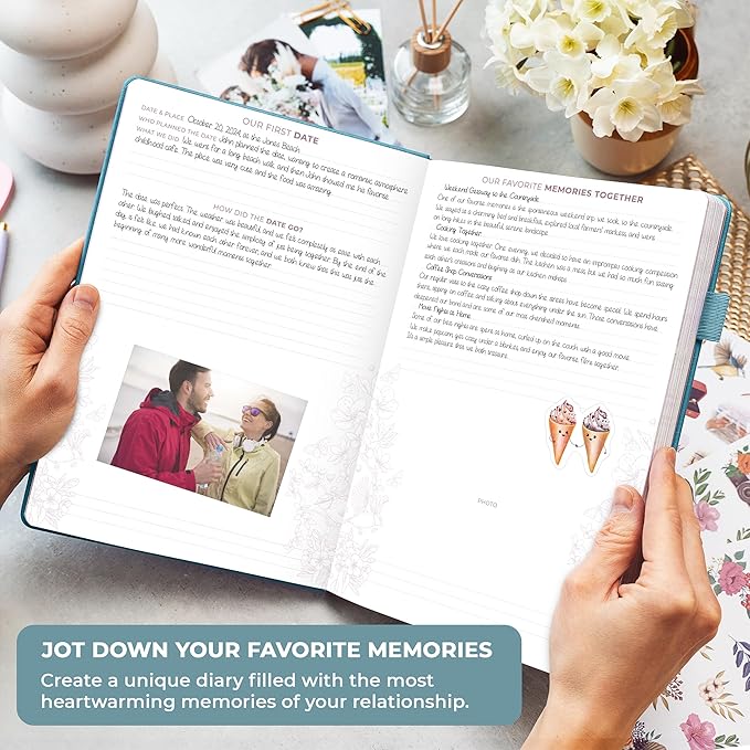Clever Fox Anniversary Journal – Couple Memory Book & Photo Album with Writing Space – Wedding, Bridal Shower & Married Couple Gifts (Aquamarine)
