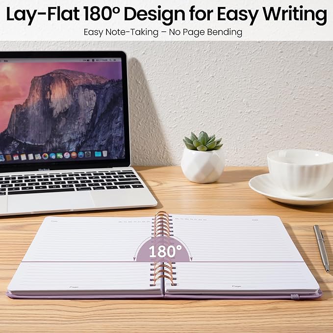 Lined Spiral Journal Notebook, A5 College Ruled Notebook for Journaling, Note-Taking, and Daily Planning, Durable Hardcover with an Elegant Design, Purple
