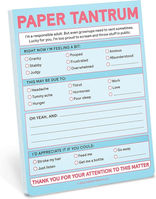 Knock Knock 1-Count Paper Tantrum Note Pad, Funny Office Notepads & Checklist Nifty Notes (Pastel), 4 x 5.25-inches