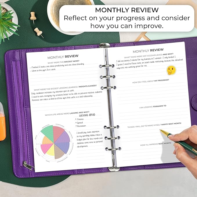 Clever Fox Weekly Planner Binder – Goal Setting Planner for Time Management & Weekly Tasks – Work & Life Organizer with to Do List & Habit Tracker – Undated, 7″ x 9″ Hardcover (Purple)