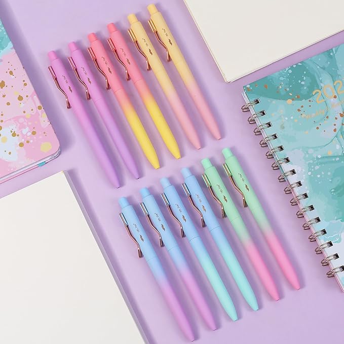 Mr. Pen- Ballpoint Pens, 12 Pack, Gradient Color Barrels, Black Ink, Cute Ballpoint Pens Black Ink, Cute Pens for Journaling