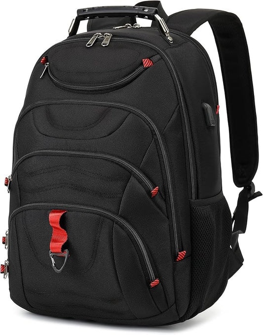 Laptop Backpack for Men - Travel Backpack with USB Charging Port for Daily Commutes and Travel -College Backpack Men - Gifts for Men - Waterproof - Black