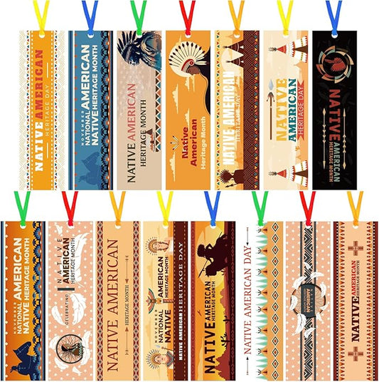 150 Pcs Native American Heritage Month Day Bookmarks Bulk Heritage Month Teacher School Supplies Bookmarks Decorations for Women Native American Classroom Stationery Supplies