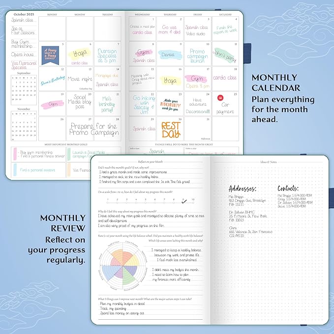 Legend Planner PRO Dated Jan 2025-Jan 2026 – Deluxe Weekly & Daily Organizer with Time Slots. Appointment Book Journal for Work & Time Management, A4 Hardcover (Mystic Blue)