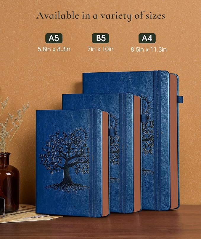 Vintage Leather Journal with 300 Numbered Pages,A4 Lined Journal for Men Women,Daily Journals for Writing,College Ruled Notebook for Work,School,Note taking,Travel Diary,Large (8.5" X 11.3")