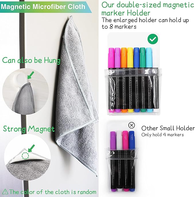 Acrylic Magnetic Dry Erase Board for Fridge 16"x12" Magnetic Whiteboard for Fridge Acrylic Dry Erase Board for Refrigerator Clear Acrylic Board Magnet White Board for Fridge Wall 8 Markers