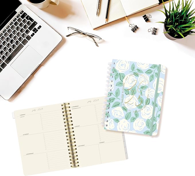 18 Month Hardbound Spiral Planner by Graphique, Jul. 2024 – Dec. 2025 Calendar, Weekly and Monthly Spreads, Page Tabs, Reminder Stickers, 6” x 8”