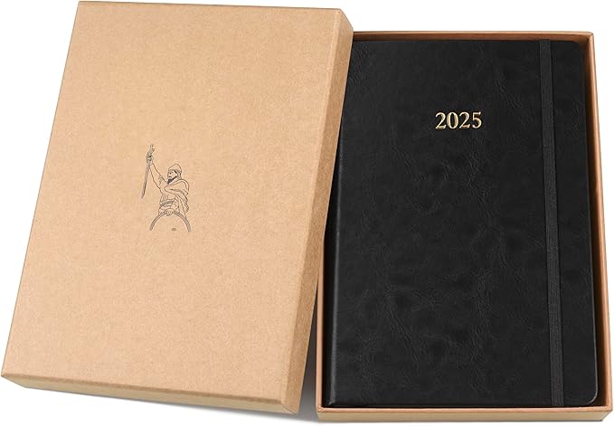Wykeham's Executive 2025 Daily Journal Planner – Customization Available (Black, 8.5"×5.5")