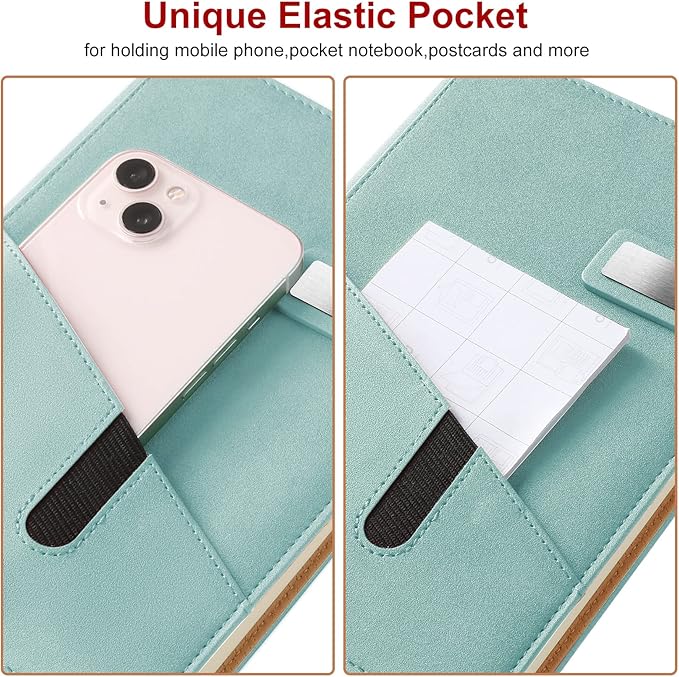 A5 Blank Journal Notebook, Refillable Hardcover Leather Sketchbook with Pocket and Magnetic Buckle, 240 Pages Thick Travel Sketchbooks for Drawing and Writing, 80gsm Unlined Journal for Men and Women