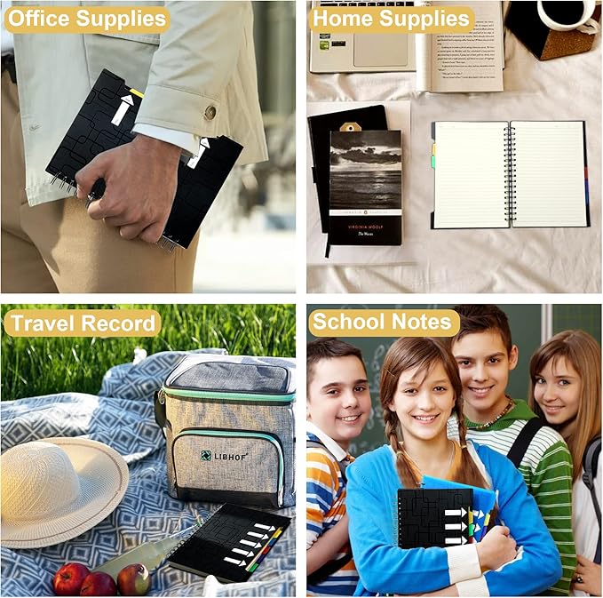 CAGIE 2 Pack Spiral Notebook for Work 5 Subject Notebook with Dividers Tabs A5 Spiral Bound Journal College Ruled 240 Pages for School Office Business Supplies Notebook Taking,5x7 (Black&Blue)