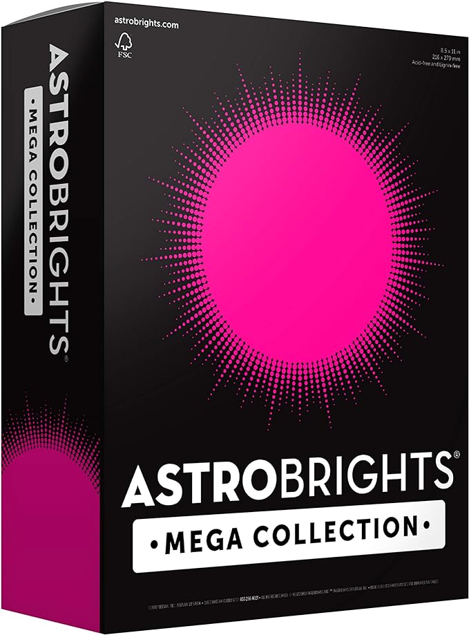 Astrobrights Mega Collection, Colored Cardstock, Ultra Pink, 320 Sheets, 65 lb/176 gsm, 8.5" x 11" - MORE SHEETS! (91680)
