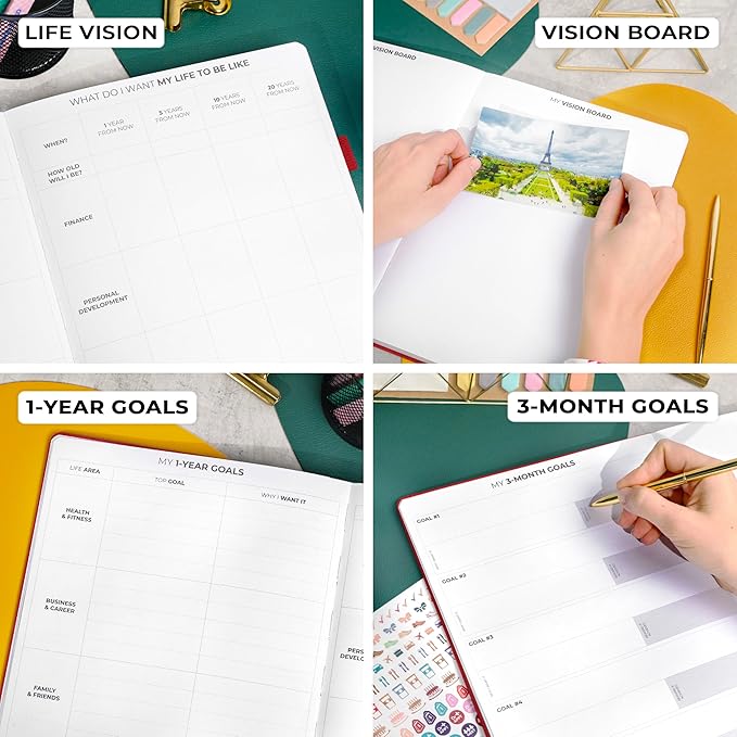 Clever Fox Planner PRO Premium Jan 2025-Jan 2026 – Luxurious Weekly, Monthly & Budget Agenda Organizer for Productivity & Reaching Goals, A4 Hardcover + Keepsake Box – Red