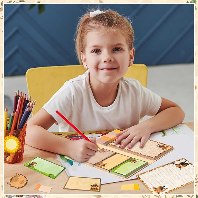 B1ykin Sticky Notes Set - Cartoon Theme Cute Self-Stick Notes Pad Teacher Appreciation Gifts， Self-Adhesive Writing Memo Pages Sticky to Do Notepad for Kids Employee School Office (Highland Cow)