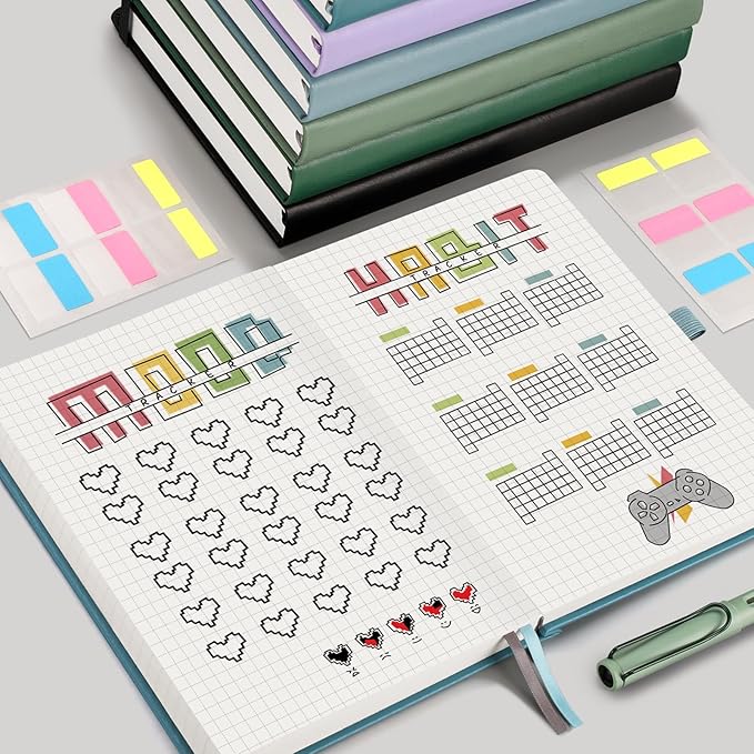 EMSHOI Graph Paper Notebook - 320 Pages, A5 Hardcover Leather, 100gsm Thick Paper, Square Grid Notebook for Women Men Work School Math Writing, Graphing, Engineering, 5.75 x 8.38, Light Blue