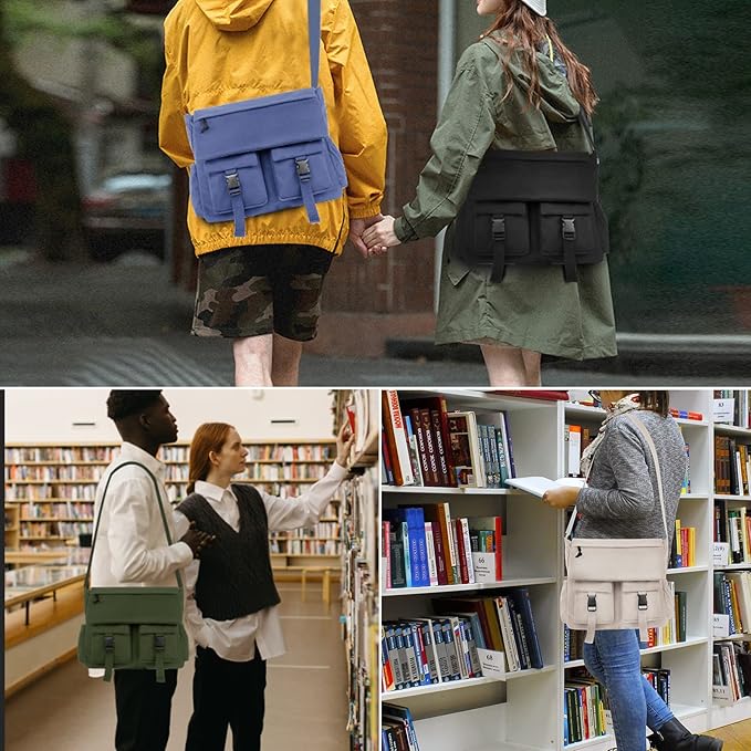 Lovvento Shoulder Messenger Bag for Men - Women Laptop Bag 15.6 inch Satchel Bags Mens Canvas Crossbody Tote Bags