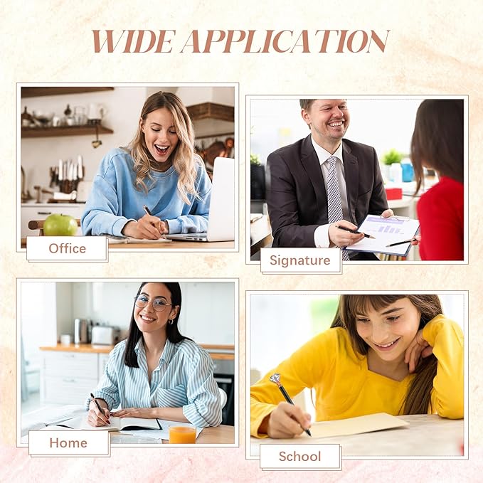 Sabary 8 Pcs Ballpoint Pens with Pen Holder for Desk Glitter Crystal Diamond Fancy Pencil Holder Bling Desk Organizer Cute Office Supplies for Women Girls Valentines Birthday Gifts(Black)