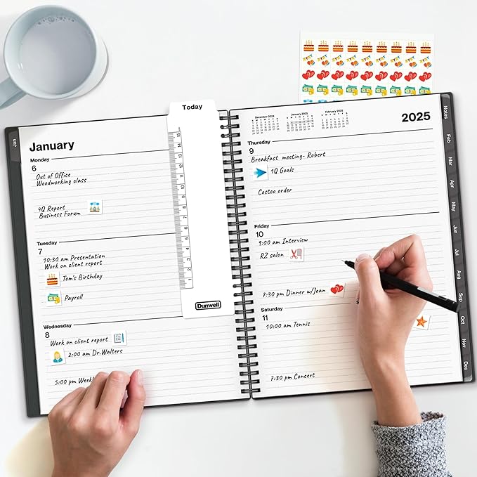Dunwell 2025 Planner Weekly Monthly, 8.5x11 (Gray), Jan 2025 to Dec 2025 Large Yearly Planner Book with Monthly Tabs, Daily Calendar Agenda 8.5 x 11