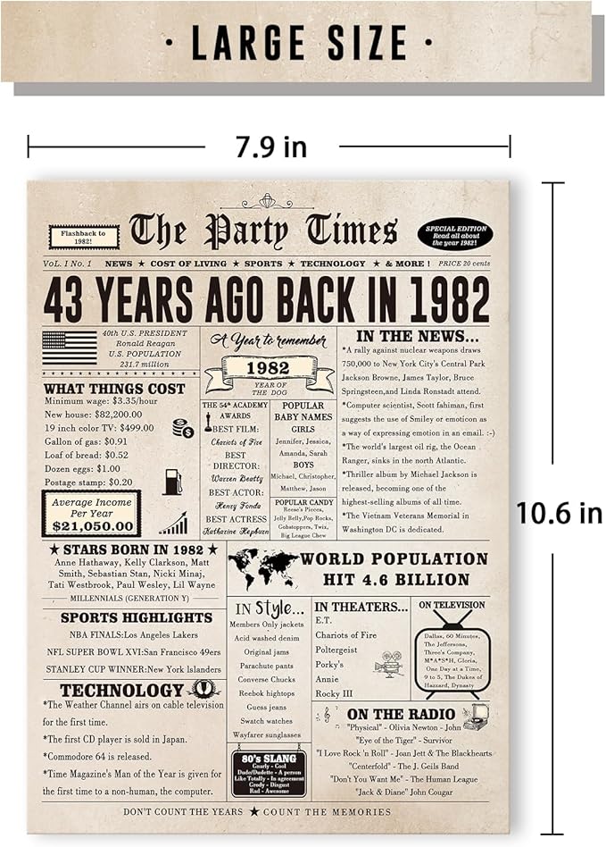 Happy 43rd Birthday Card for Women Men, Funny 43 Year Old Birthday Gift Card for Husband Wife Him Her, Retro 43 Bday Decorations Ideas