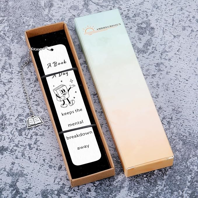 Funny Bookmark for Book Lover Bookish Bookworm Reading Women Men Bookmark Gifts for Her Teens Girls Daughter Friends Granddaughter Book Nerd Birthday Graduation Book Mark Gift Christmas Mental Health