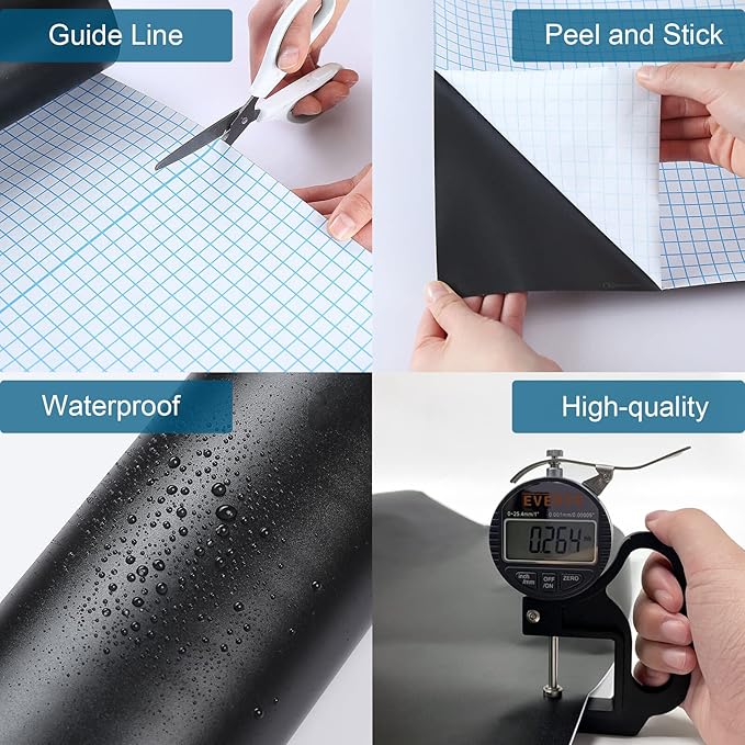 Chalkboard Wallpaper Stick and Peel(1.48ft.x6.5ft.) Chalk Board Wall Paper Chalk Paint Removable Renovate Blackboard Sticker with 5 Chalks for Home&Office Wall Board Sign(17.7 * 79Inches)