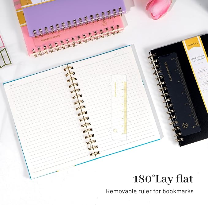 Yoment Spiral Notebook College Ruled A5 Spiral Bound Journal 160 Pages Thick Paper Plastic Hardcover Spiral Notebook 5x7 Wire Bound Notebooks for Note Taking School Office Supplies, Teal