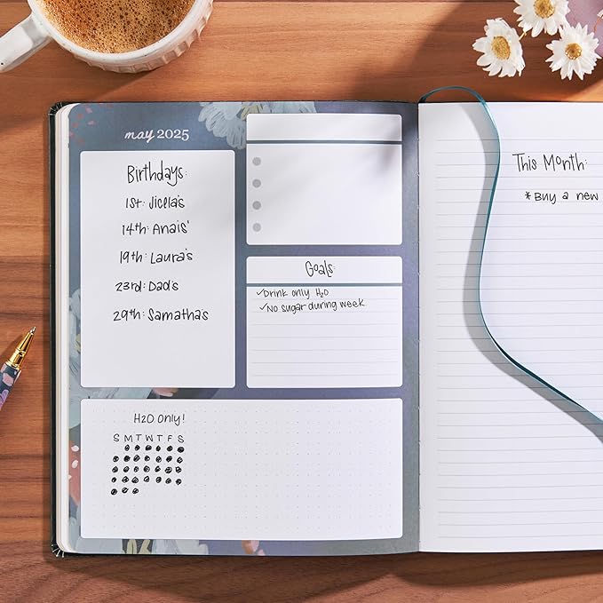 Erin Condren 2025 Softbound Life Planner (Jan - Dec 2025), 8” x 10” 12-Month Weekly & Monthly Planner Journal, Hourly Layout, Soft Cover, Layflat Binding, Peacock Cover & Bold Blooms Interior Design