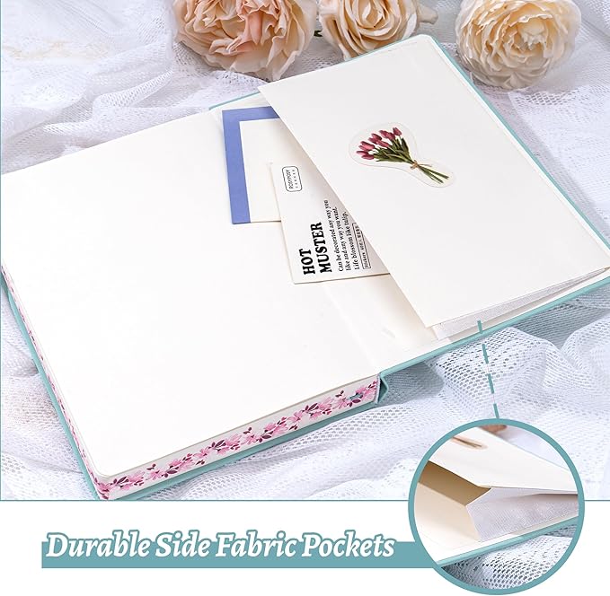 Lined Journal Notebook for Women 320 Pages Thick Floral Diary A5 Aesthetic Hardcover Journaling Notebooks for Writing with Gift Box, 5.7 x 8.3 In, Green