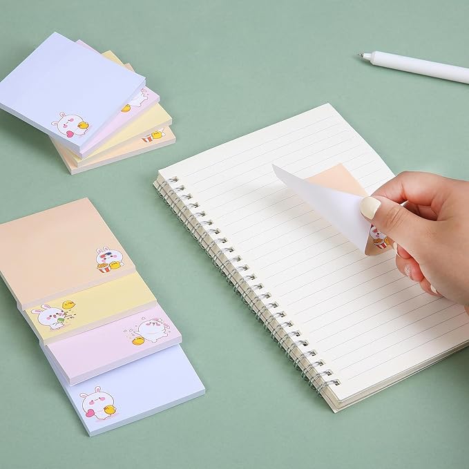 Mr. Pen- Sticky Notes, 3”x3”, 8 Pads, 400 Sheets, Cute Rabbit Sticky Notes, Sticky Pads Sticky Notes Aesthetic, Colorful Sticky Notes Bulk Sticky Notes Cute Sticky Notes for Women