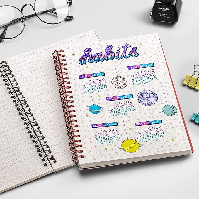 EMSHOI Graph Paper Spiral Notebook 5.7" x 8.22" - 4 Pack 640 Pages 100gsm Thick Grid Paper, A5 Graph Paper Notebook, Plastic Hardcover Journals for Writing Engineering Graphing Work School Supplies