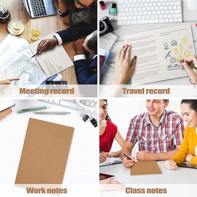 EOOUT 16 Pack A5 Kraft Notebook Journals for Writing 8.3x5.5 Inches Size College Ruled Subject Notebooks 60 Pages with Lined Paper Students and Office Composition Notebook