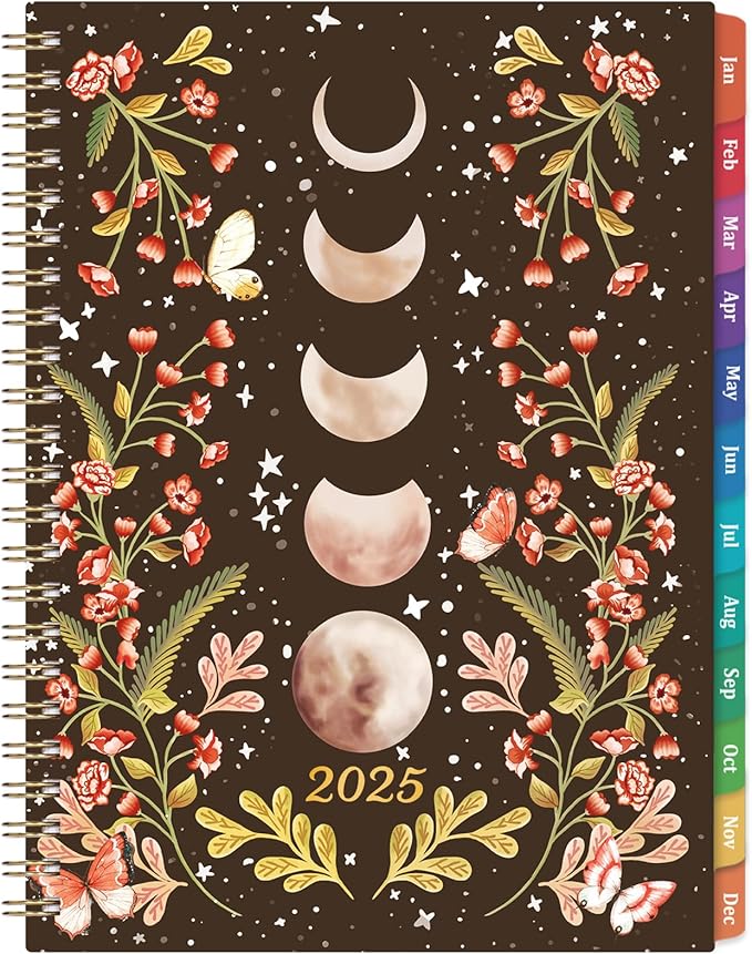 2025 Planner - 2025 Planner, 2025 Planner Weekly and Monthly, JAN. 2025 - DEC. 2025, 6.3" x 8.4", 2025 Planner with Tabs, Twin-Wire Binding, Inner pocket, Planner organizer - Moon