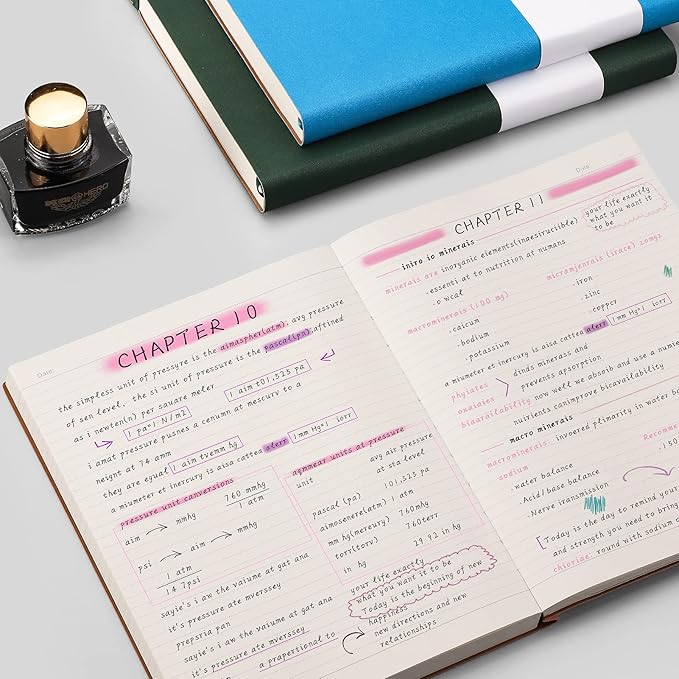 AHGXG Lined Journal Notebook - 320 Numbered Pages Large B5 Thick Journal for Women, 100gsm Thick College Ruled Paper, Faux Leather Softcover, for Work School, 7.6'' X 10''-Pink