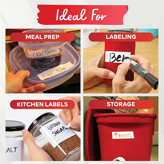 XFasten Dry Erase Tape White 2-Inch x 30-Feet (3-Pack 90 Feet Total) Zero Smudging Ghosting-Free Whiteboard Tape, Reusable Dry Erase Labels for Storage Bins, Sentence Strips for Teachers