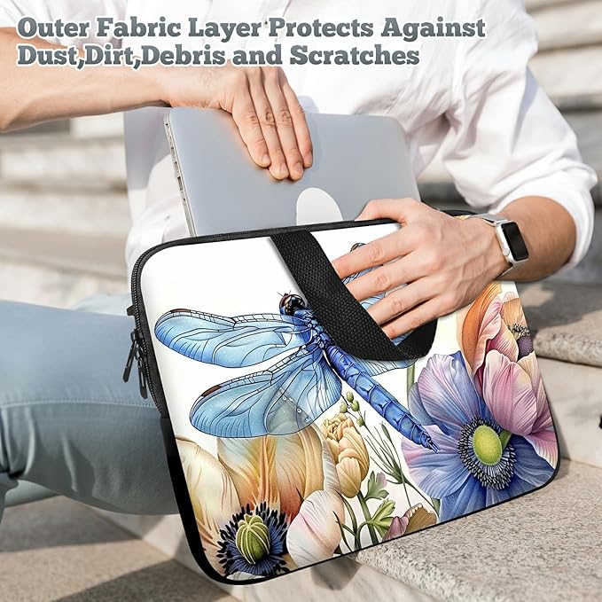 Laptop Sleeve Case Bag 15 inch, Blue Dragonfly Slim Carrying Case Durable Handbag Travel Laptop Bag for 15 inch MacBook Air M3/M2/15 Pro/Surface Laptop 7/6/5/4/3/ Dell XPS 15 Plus
