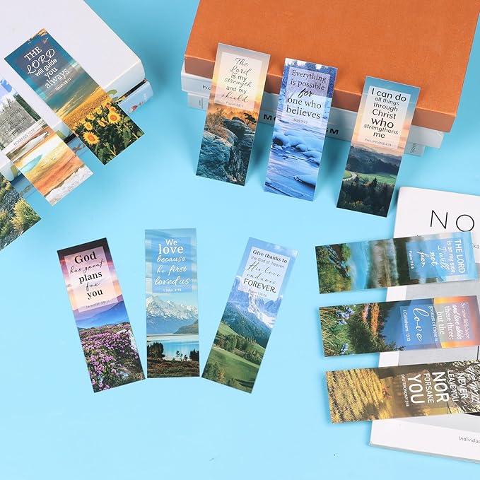 LiYiQ 100 Pcs Bible Verse Christian Bookmarks 6×2 inch Double-Sided Bookmarks for Christians Religious Bookmarks Cute Bookmarks for Reading Bookmarks for Students School Supplies