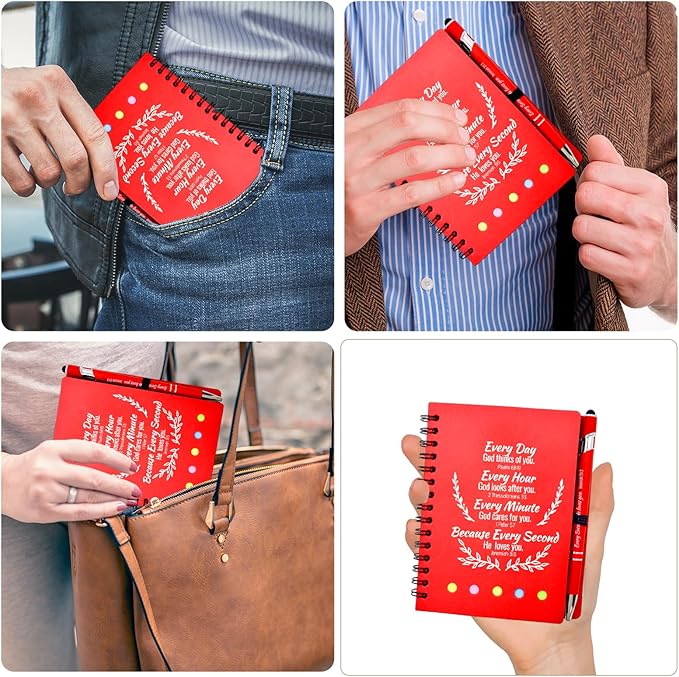 40 Pcs Bulk Christian Gifts Prayer Journal for Woman - 20 Set Religious Notepad with Christian Pen - Bible Notebook - Church Gifts for Mother's Day, Bible Study, and Family Devotions (Red)