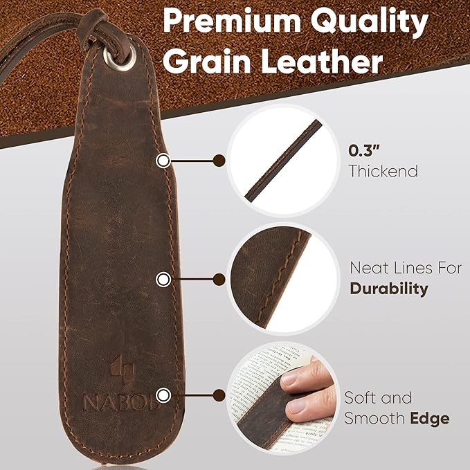 Leather Bookmark Handmade - Genuine Leather Book Marks - Perfect Bookmark for Men Women and Kids | Great Idea for Leather Gifts for Bookworms Writers Relatives and Friends (1 Bookmark)