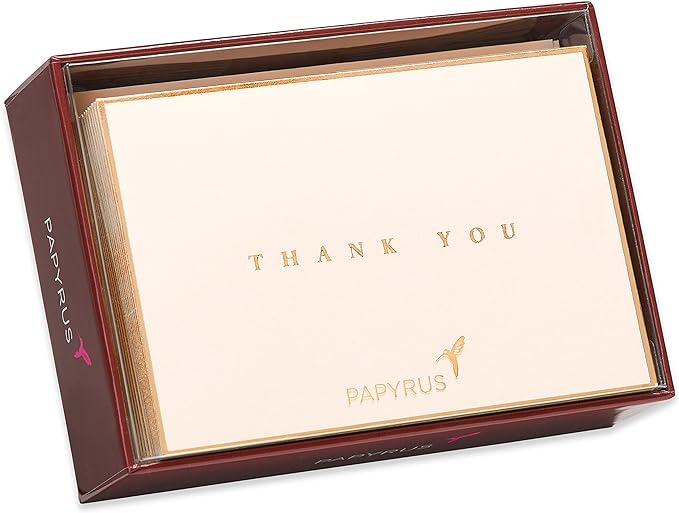 Papyrus Thank You Cards with Envelopes, Gold Border (16-Count)