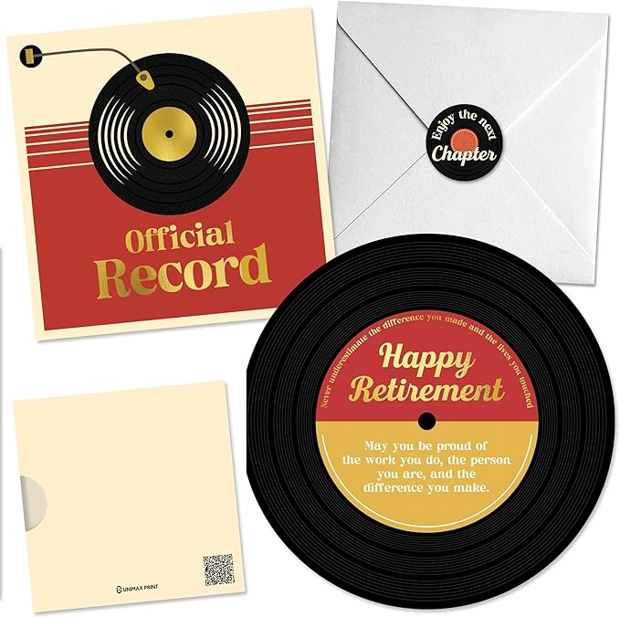 Happy Retirement Card, Best Retirement Gift 2025 For Woman or Man, Retiring Congratulation Card For Boss Friends Teacher, Officially Retired Vinyl, Coworker Leaving Card (Gold Foil), Farewell Gifts