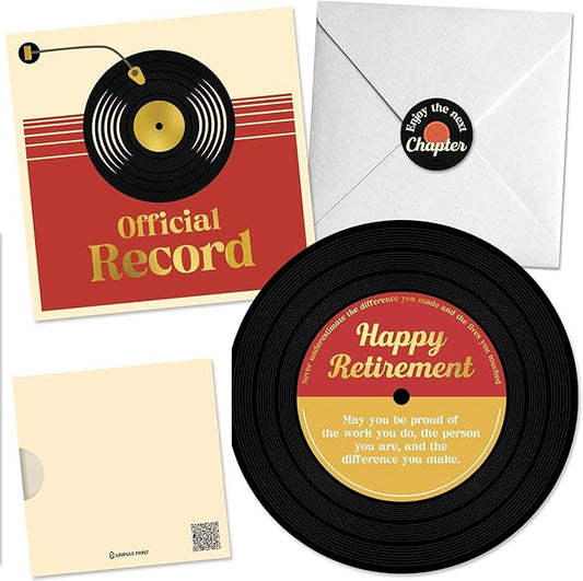 Happy Retirement Card, Best Retirement Gift 2025 For Woman or Man, Retiring Congratulation Card For Boss Friends Teacher, Officially Retired Vinyl, Coworker Leaving Card (Gold Foil), Farewell Gifts