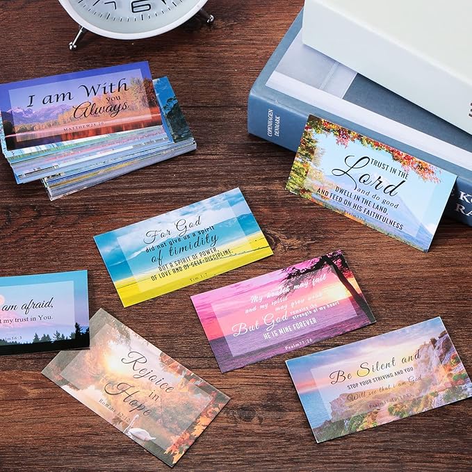 300 Pcs 50 Styles Prayer Cards Bible Verse Card Double-Side Scripture Inspirational Cards Motivational Encouraging Christian Cards for Women Men Mini Business Easter Religious Christian Gifts