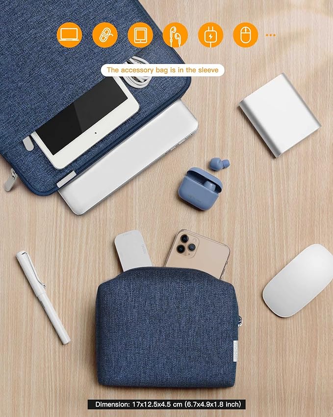 Inateck 360° Protective Laptop Bag with Accessory Bag, Compatible with 14-inch MacBook Pro/Max M4 M3 M2 M1 2021-2024, Blue