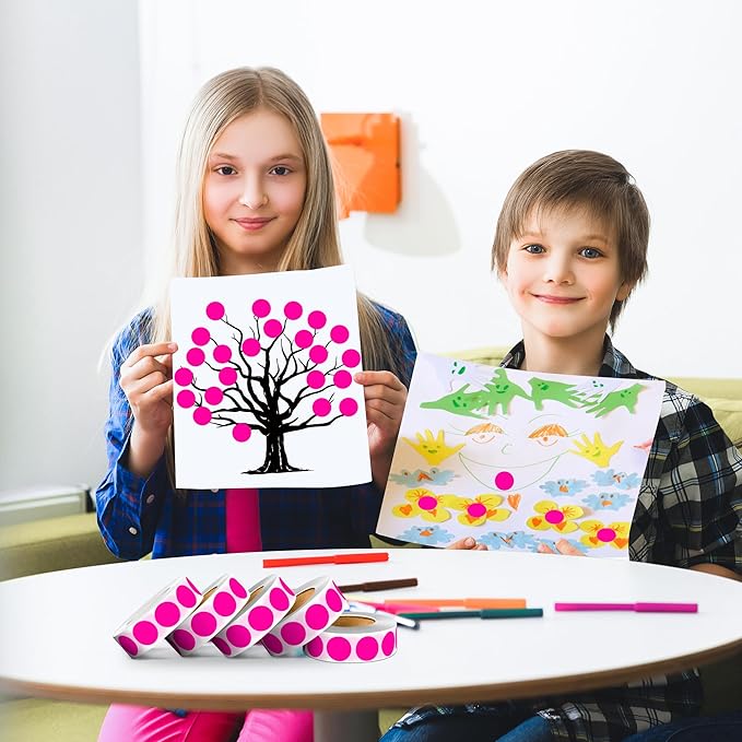 PARLAIM 3/4 Inch Dot Stickers, 10000 Pack Round Color-Code Circle Labels, Permanent Adhesive Color Coding Stickers Garage Sale Sticker - 10 Rolls Fluorescent Pink