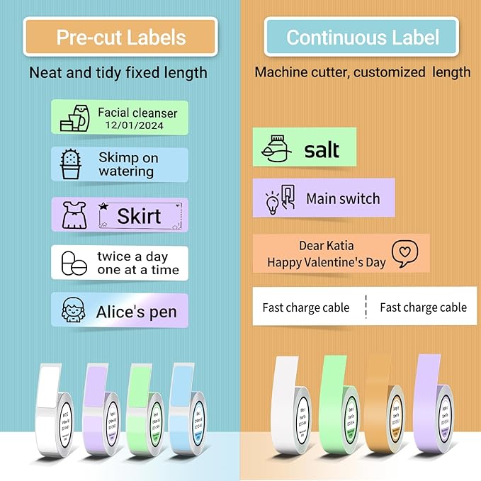 ORGBRO X1 Label Maker Tape, Genuine Thermal Label Print Paper 0.47"×1.57"(12×40mm), Standard Laminated Office Labeling Tape Replacement, 160 Tapes/Roll, 3-Roll, Gradient