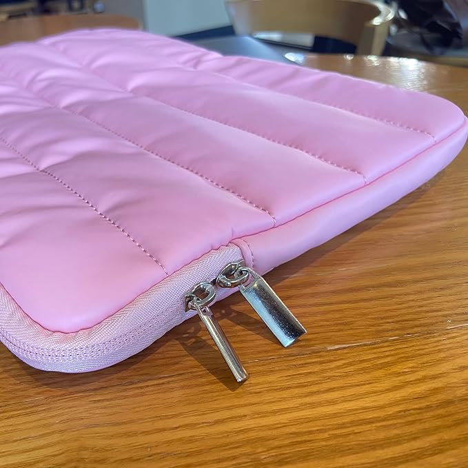 LS-M Puffy 13-14 Inch Laptop Sleeve Case for Women Men Cute Carrying Cover Compatible with MacBook Air M2, MacBook Pro 14 Protective Portable Case (Pink, 13-14inch)